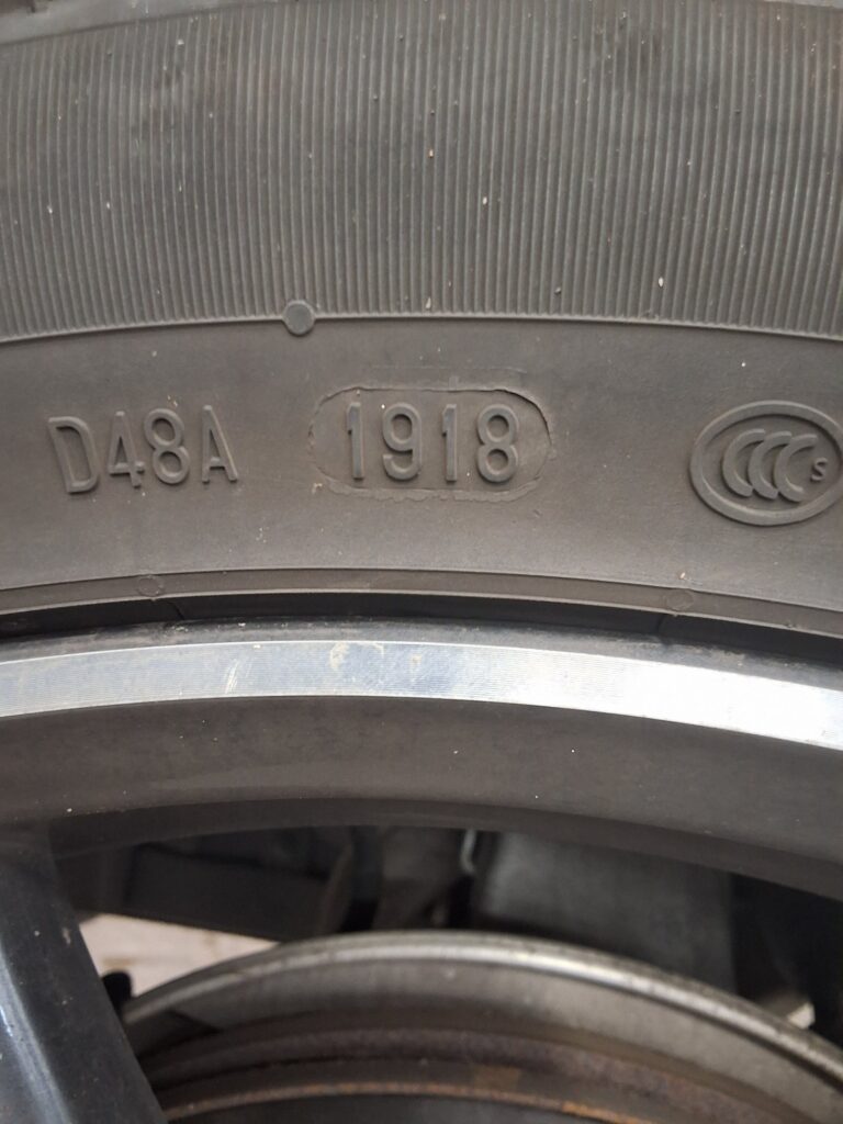Tire date information being inspected on a 2019 Volvo XC60.