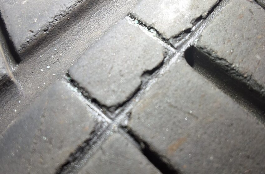 Weather cracking visible on a tire from a low-mileage 2019 Volvo XC60.